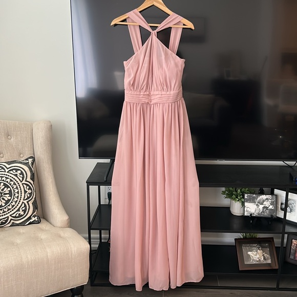 Birdy Grey KIKO Maxi Dress Mesh Pale Blush Bridesmaid Wedding Dress Size S - Picture 7 of 15